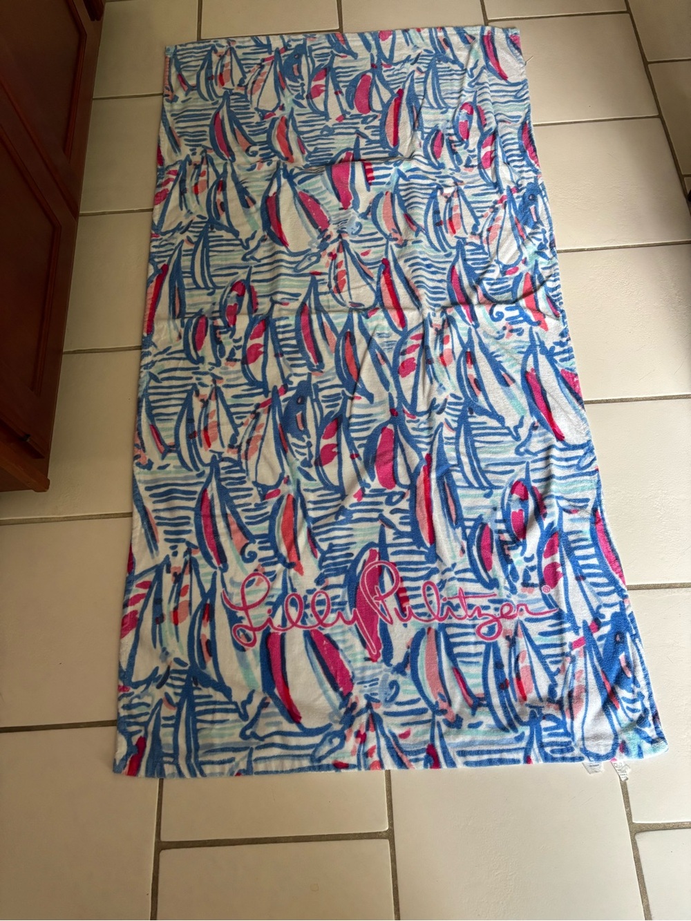 Set of 2 Lilly Pulitzer Boat Print Beach Towels